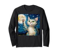 Gato de Noche Estrellada, Gato Van Gogh, Amante de los Gatos, mamá de Gato, papá Gato Manga Larga