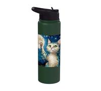 Gato de noche estrellada, gato Van Gogh, amante de los gatos, mamá de gato, papá gato Stainless Steel Insulated Water Bottle