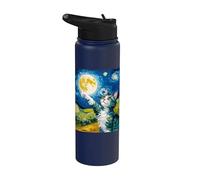 Gato de noche estrellada, gato Van Gogh, amante de los gatos, mamá de gato, papá gato Stainless Steel Insulated Water Bottle