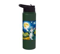 Gato de noche estrellada, gato Van Gogh, amante de los gatos, mamá de gato, papá gato Stainless Steel Insulated Water Bottle