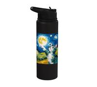 Gato de noche estrellada, gato Van Gogh, amante de los gatos, mamá de gato, papá gato Stainless Steel Insulated Water Bottle