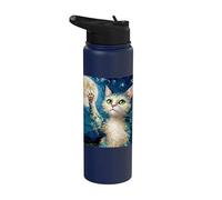 Gato de noche estrellada, gato Van Gogh, amante de los gatos, mamá de gato, papá gato Stainless Steel Insulated Water Bottle