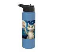 Gato de noche estrellada, gato Van Gogh, amante de los gatos, mamá de gato, papá gato Stainless Steel Insulated Water Bottle