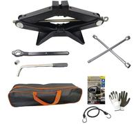 Gato de pantógrafo de 2 toneladas+llave de cruz para desenroscar pernos coche CRIK con carraca y llave inglesa compatible con Citroen C3 Picasso Kit coche elevador neumáticos