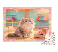 Gato de Pelo Largo Bonito Puzzle de 1000 Piezas Puzzle para Adultos Papel Escenario Creativo Interior Relajante Enfoque Regalo Familiar 38x26cm/1000pcs