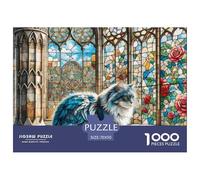 Gato de Pelo Largo británico Puzzle 1000 Piezas para Adultos Y Niños Mayores De 12 Años Gato Animal Desafiante Pintura Obra De Arte De Juego De Manos 70x50cm/1000pcs