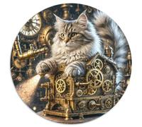 Gato de Pelo Largo británico Rompecabezas Redondos1000 Piezas Puzzles animaleses Gato Familiar Presión Reducida Creative Juegos Únicos De Desafío 1000pcs (67.5x67.5cm)