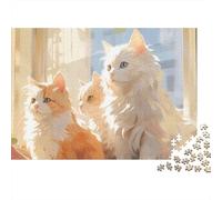 Gato de Pelo Largo Puzzle de 1000 Piezas Puzzle para Adultos Escena de Ventana Soleada Juego de Puzzle 1000 Piezas Relajación Hogar Regalo 38x26cm/1000pcs