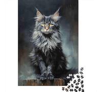Gato de Pelo Largo Puzzle para Adultos Puzzle de 1000 Piezas Arte Animal Realista Papel Ocio Regalo Familiar 52x38cm/1000pcs