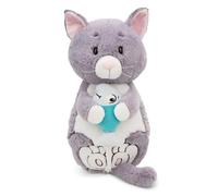Gato de peluche con pez de 40 x 20 cm, gris, suave muñeco NICI, adorable animal para abrazarlo y jugar, gran idea de regalo para niños y personas adultas - 62166