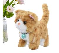 Gato de peluche eléctrico - Juguete para gatos de 7,09 pulgadas | Juguetes de felpa ABS - Caminando interactivo, gatito de grabación cantando con coletas meneando, compañero de trabajo con batería de