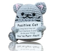 Gato de punto Regalos Positivos Pocket Hug Gato Positivo Gatito Crochet Amuleto de la Suerte Dulce Hecho a Mano Crochet Soporte Emocional Regalo Regalo Regalo de Motivación Regalo de Cumpleaños