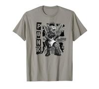 Gato de rock tocando guitarra gritando en estilo punk Camiseta