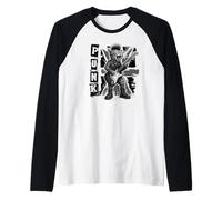 Gato de rock tocando guitarra gritando en estilo punk Camiseta Manga Raglan