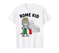 Gato de Roma con Bandera Italiana y Recuerdo de Viaje del Coliseo Camiseta