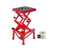 Gato de tijera for motocicleta con capacidad carga 300 libras, hidráulico, portátil, mesa elevadora, rojo, plateado y azul, correas sujeción Para principiantes bricolaje(Red+storage bag)