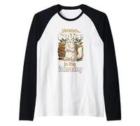 Gato del Bosque Dulce Gato Resaca y Taza de café por la mañana Camiseta Manga Raglan