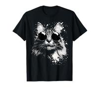 Gato del Bosque Noruego con Sombras Splash Art Estilo Grunge Camiseta