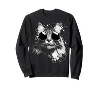 Gato del Bosque Noruego con Sombras Splash Art Estilo Grunge Sudadera