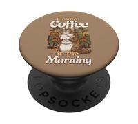 Gato del Bosque Noruego Gato Resaca y Taza de café por la mañana PopSockets PopGrip Adhesivo