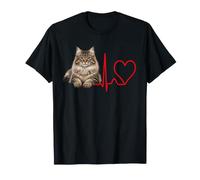 Gato del Bosque Siberiano Latido del corazón ECG Lifeline Pet Lover Camiseta