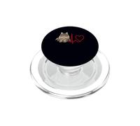 Gato del Bosque Siberiano Latido del corazón ECG Lifeline Pet Lover PopSockets PopGrip para MagSafe