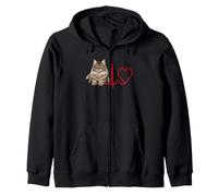 Gato del Bosque Siberiano Latido del corazón ECG Lifeline Pet Lover Sudadera con Capucha