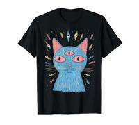 Gato del Tercer Ojo Camiseta gráfica económica, Hombre, Negro, XL