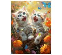 Gato Diamond Painting Adultos, 5D Margarita Pintura de Diamante Punto de Cruz para Adultos y Niños, DIY Manualidades Cuadros de Arte para Decoración de Pared Salón y Oficina 50x70cm L-Y705