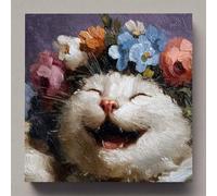 Gato Diamond Painting Adultos, Diamond Painting Flor Pintura Diamante Niños, 5D Cristal Bordado Punto de Cruz Manualidades Pintura Diamante Adultos para Decoración Pared Hogar Regalo 45x45cm lp10-10e