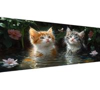 Gato Diamond Painting Adultos Grande XXL 60x120cm Kit Completo, 5D DIY Pintura de Diamante Full con Diamantes Redondos, Decoración Pared Salón, Renovación Hogar Primavera, Arte Mural, Estanque Y1-553