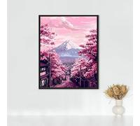 Gato Diamond Painting áRbol De Flor De Cerezo Diamond Painting Adultos DIY Pintura Diamante Bordado de Punto de Cruz Kits, Kit de Pintura de Diamante 5d für Home Wand Decor, Regalos 60x80CM PJY9 S-D