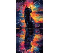 Gato Diamond Painting Cielo Estrellado Diamond Painting Adultos Punto de Cruz Kit Completo DIY Pintura de Diamante Bordado Manualidades Niños Embroidery Kit, para Decoracion Navidad 40x120cm J - 342