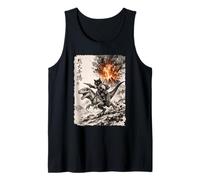 Gato, Dinosaurio, erupción volcánica, Anime Vintage, volcán Camiseta sin Mangas