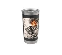 Gato, dinosaurio, erupción volcánica, anime vintage, volcán Vaso térmico de acero inoxidable de doble pared