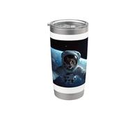 Gato divertido astronauta AstroCat Gato en el espacio Selfie Vaso térmico de acero inoxidable de doble pared