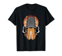 Gato divertido atrapado en papelera dibujos animados Meme Art Camiseta