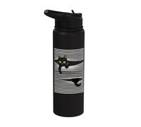 Gato divertido atrapado en persianas Stainless Steel Insulated Water Bottle