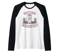 Gato Divertido Bachelorette Getting Meowied Bridal Party Camiseta Manga Raglan