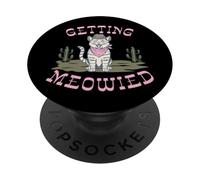 Gato Divertido Bachelorette Getting Meowied Bridal Party PopSockets PopGrip Adhesivo