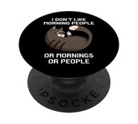 Gato Divertido con el Dedo Medio I Don't Like Morning People PopSockets PopGrip Adhesivo