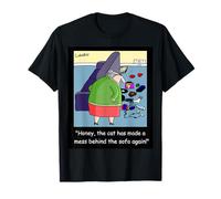 Gato Divertido de Dibujos Animados mordaza - Broma Visual de un Solo Panel Camiseta