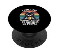 Gato Divertido Diciendo Que no me Gusta la mañana Mujeres Hombres PopSockets PopGrip Adhesivo