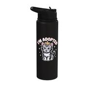 Gato divertido diciendo que soy adoptado lindo dueño de mascota Humor Memes Stainless Steel Insulated Water Bottle