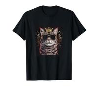 Gato divertido gobernando el reino con una corona para niños y niñas Camiseta