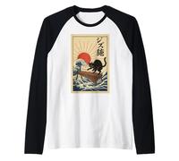 Gato Divertido Jugando Xilófono para Jazz Músico Xilofonista Camiseta Manga Raglan