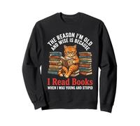 Gato Divertido Leyendo Libros Sabio Viejo ratón de Biblioteca Sudadera