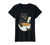 Gato Divertido para Amantes de Halloween y Humor Felino Camiseta gráfica económica, Mujer, Negro, L