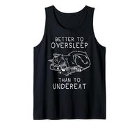 Gato Divertido Prefiere Dormir Que Pasar Hambre Camiseta sin Mangas