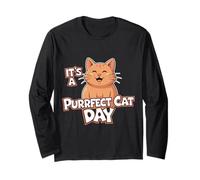 Gato Divertido Purrfect Cat Day Amante de los Gatos Manga Larga